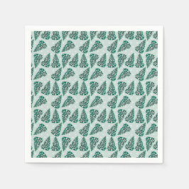 Julgran Mönster Snöflingor Grönt Pappersservett