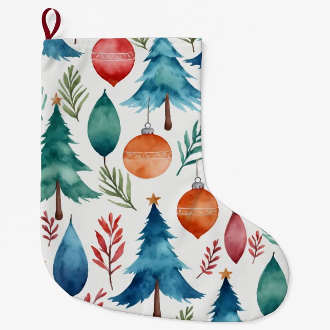 Julgran Mönster Stor Julstrumpa (Framsidan)