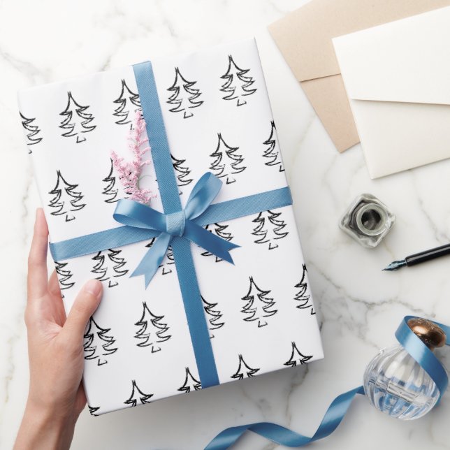 Julgran Mönster Svart Och Vitt Presentpapper (Gifting)