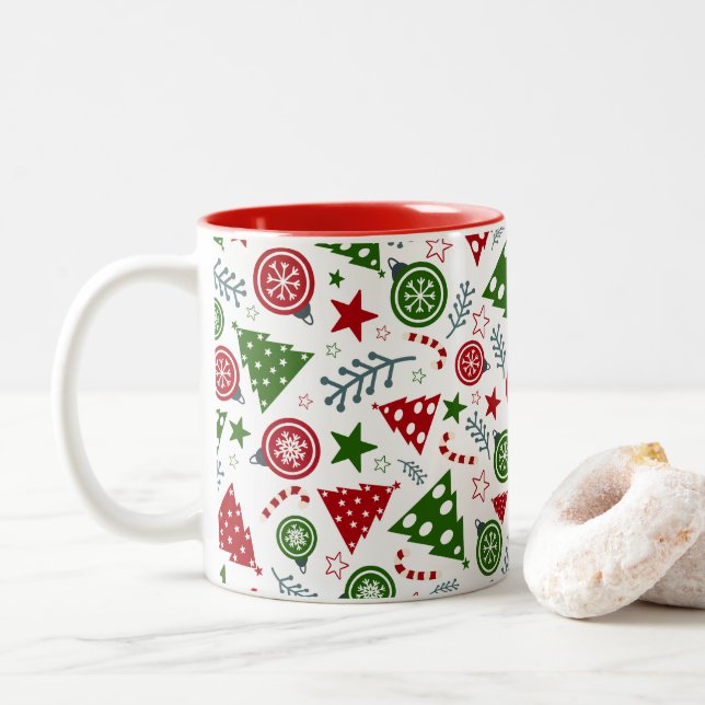 Julgran Mönster Två-Tonad Mugg (Med munk)