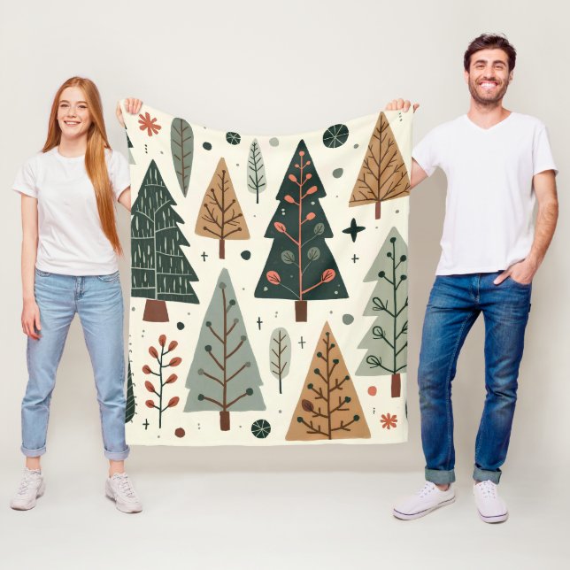 Julgran Mönster vintage helgdag Fleecefilt (På plats)