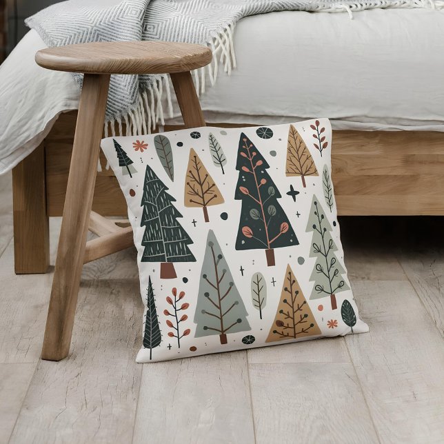 Julgran Mönster vintage helgdag Kudde (Skapare uppladdad)