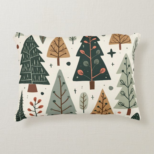 Julgran Mönster vintage helgdag Prydnadskudde (Framsidan)