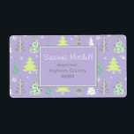 Julgran Mönster Violet and Lime ID175 Fraktsedel<br><div class="desc">Den här snyggtens skeppningsetikett har en förskjutning mönster i Julgranar i olika stilar och i det moderna färg av violett,  kalkgrön och vit. En mall tillhandahålls för att lägga till namn och adress,  Julhälsningar eller annan text. Sök i ID175 om du vill se andra produkter med den här designen.</div>