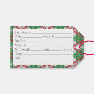 JULGRAN MÖNSTERSTICKAD 9x5 CM Garnetiketter Presentetikett
