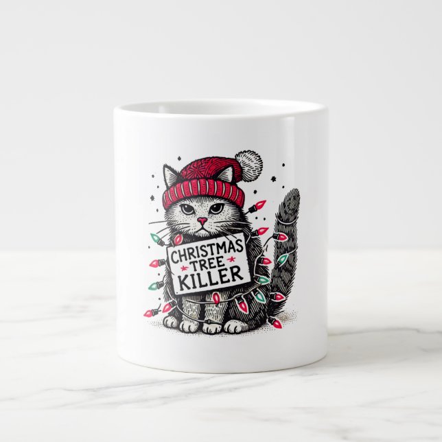 julgran mordande katt jumbo mugg (Framsidan)