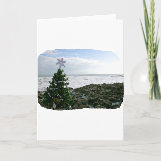 Julgran mot Beach Sten Helgkort (Framsida)