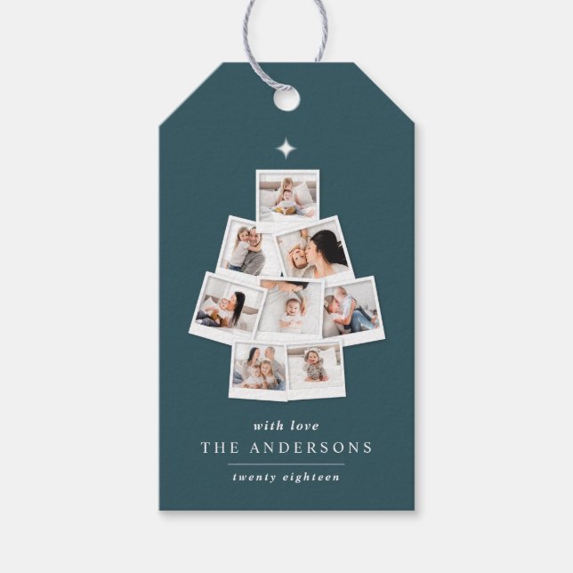 Julgran multifoto helgdag presentetikett (Framsidan)