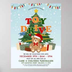 Julgran Nalle Leksak Drive Fundraiser Poster
