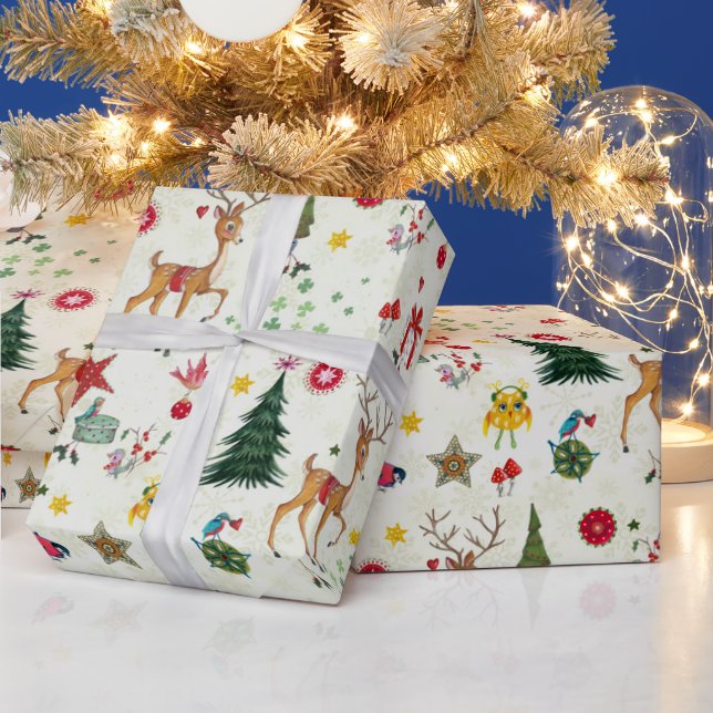 Julgran | Namn | Blank inlindningsduk Presentpapper (Helgdagar)