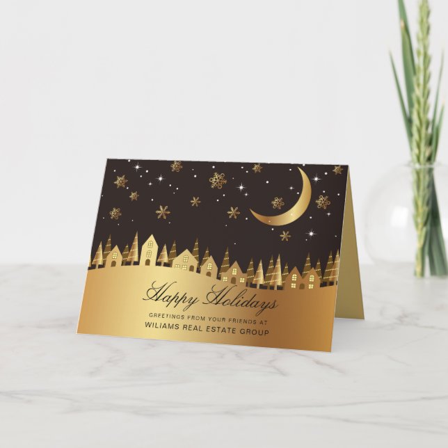 Julgran Natt Företags Hälsning Helgkort (Framsida)