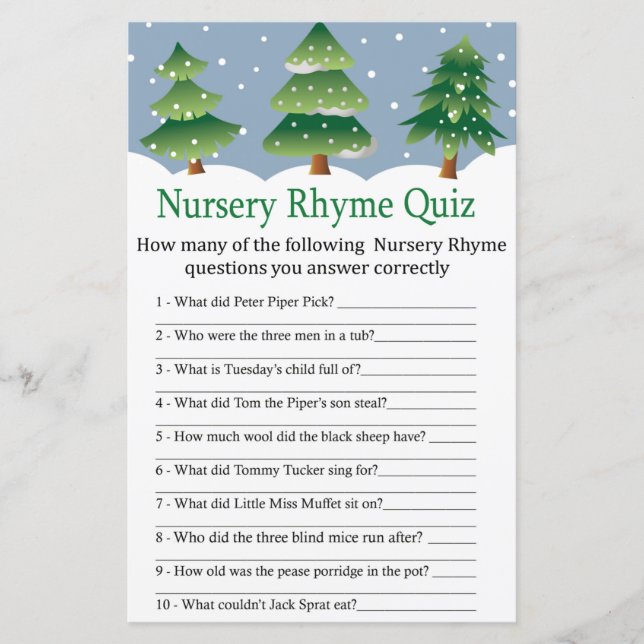Julgran Nursery Rhyme Quiz babyduschspel (Framsida)
