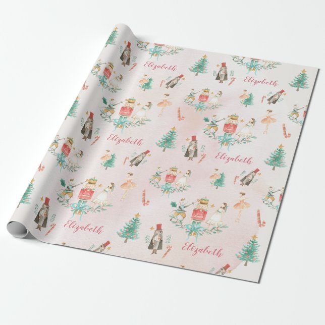 julgran Nutcracker Girl Personlig Kids Presentpapper (Utrullad)