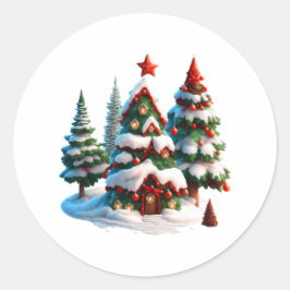 Julgran, nya årstidsdekaler, konst jul runt klistermärke