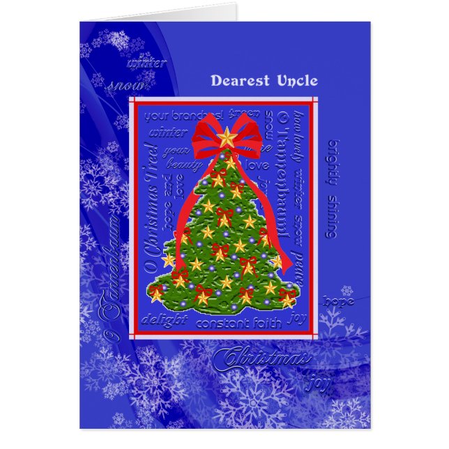 Julgran O Tannenbaum Snöflingor för morbror Hälsningskort (Framsidan)