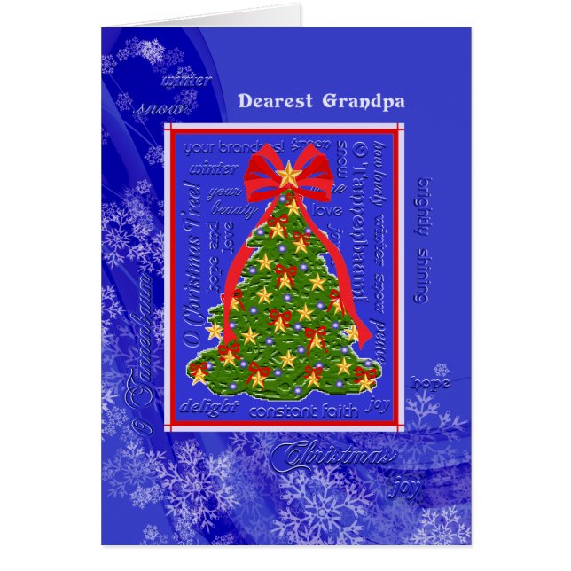 Julgran O Tannenbaum Snöflingor för morfar Hälsningskort (Framsidan)