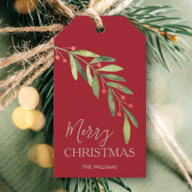 Julgran och bär på röd Merry Christmas