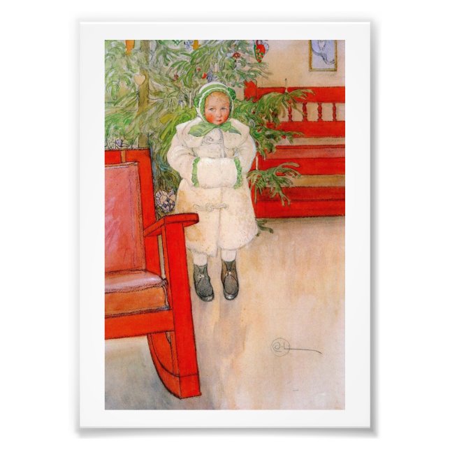 Julgran och barn i Päls Fototryck (Framsidan)