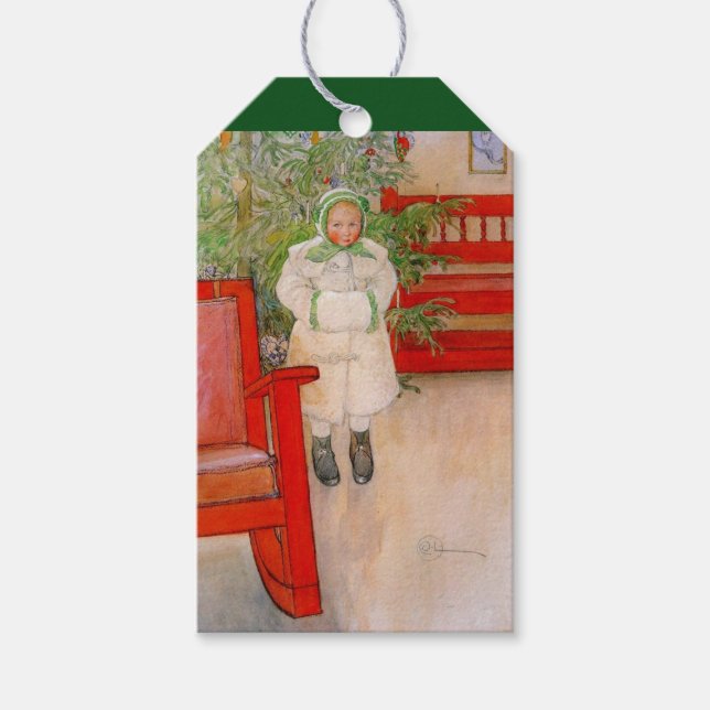 Julgran och barn i Päls Presentetikett (Framsidan)