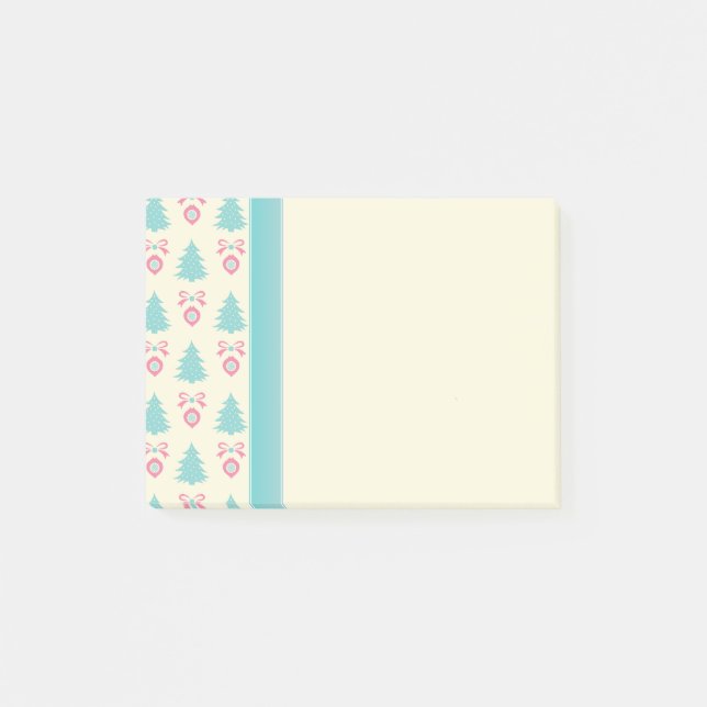 Julgran och Bauble Mönster Pastel Färg Post-it Block (Framsida)