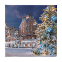Julgran och Blackhead house i Riga