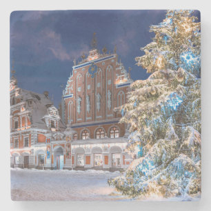 Julgran och Blackhead house i Riga Stenunderlägg