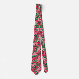Julgran och blommönster slips