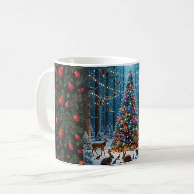 Julgran och dekorationer kaffemugg (Framsida vänster)