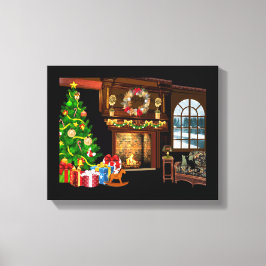 Julgran och Fireplace Canvastryck