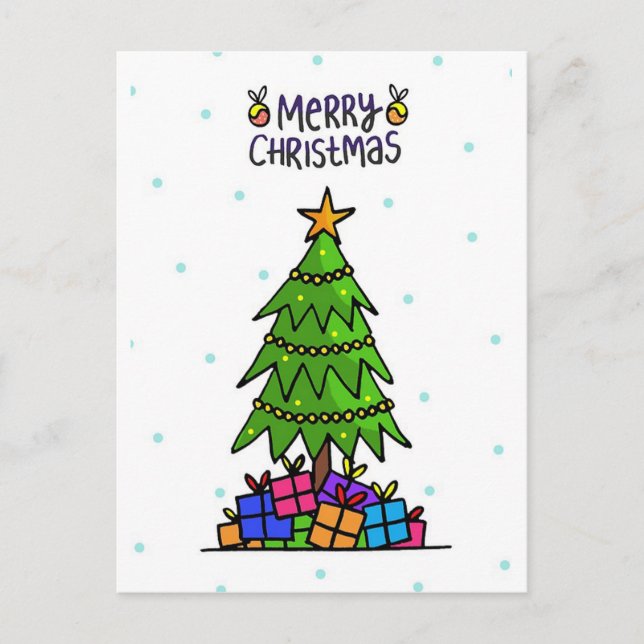 Julgran och gåvor helg vykort (Framsida)