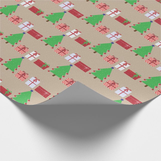 Julgran och gåvor om Beige Wrapping Papper Presentpapper (Hörn)