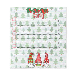 Julgran och gnome anpassningsbar to do list anteckningsblock