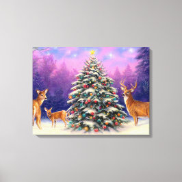 Julgran och Hjort Canvastryck