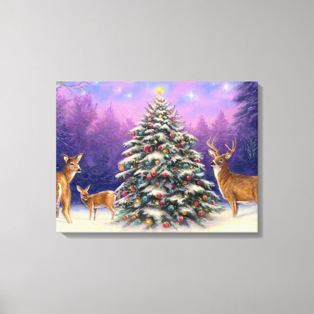 Julgran och Hjort Canvastryck (Framsida)