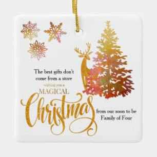 Julgran och Hjort snart kommer att bli fyra Julgransprydnad Keramik