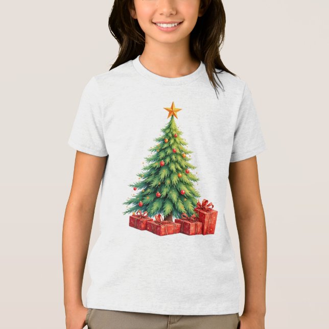 Julgran och inslagna presenter t shirt (Framsida)