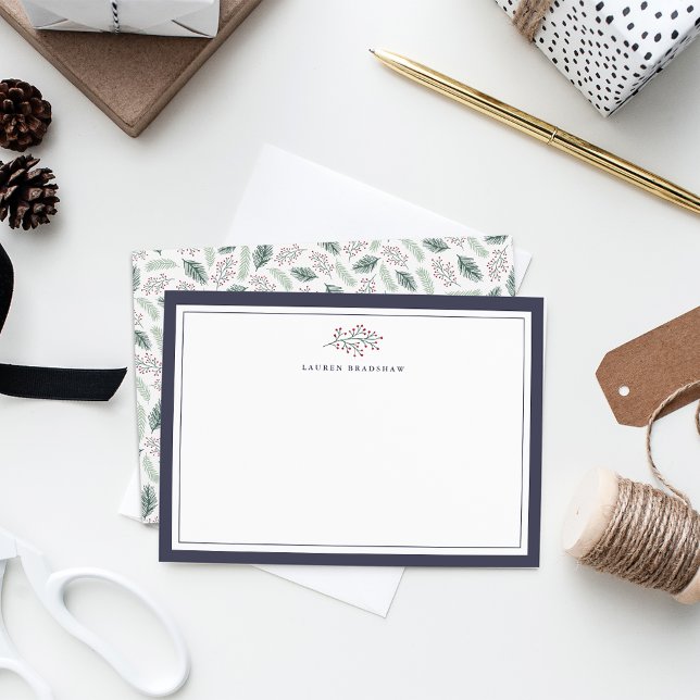 Julgran och järnek | Personlig brevpapperkort Anteckningskort (Skapare uppladdad)