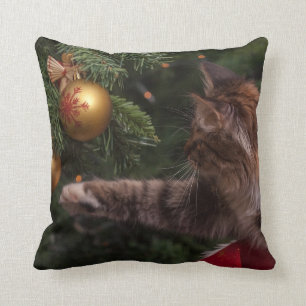 Julgran och katt kudde