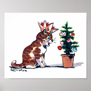 Julgran och Kitten, Louis Wain Poster