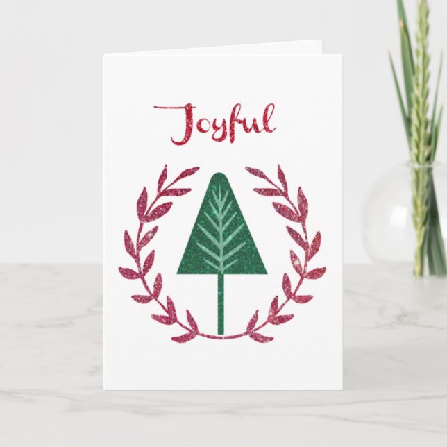 Julgran och krans helgkort (Framsida)