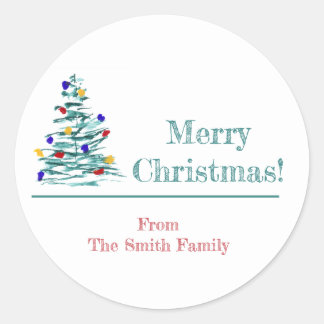 Julgran och Lökar Gift Wrapping Sticker Runt Klistermärke