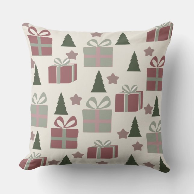 Julgran och presentboxen Mönster Kudde (Framsida)