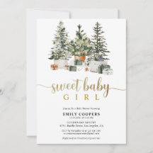 Julgran och presenter Baby Shower-inbjudan