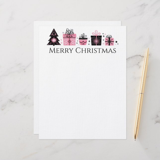 Julgran och Presenter Letterhead Brevhuvud (Fram/Back In Situ)