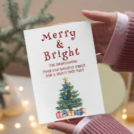 Julgran och Presenter Merry och Bright Julkort