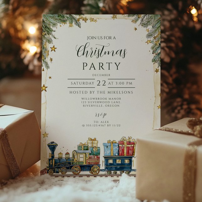 Julgran och Presentståg Inbjudningar (Skapare uppladdad)