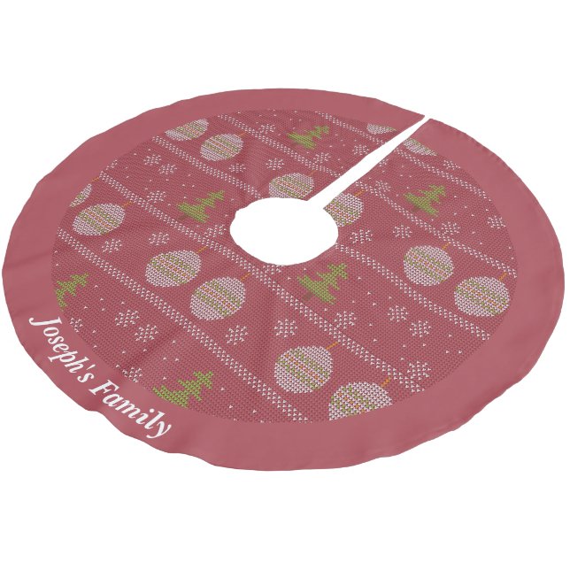 Julgran och prydnadsvävda rött julgransmatta borstad polyester (Vinklad)