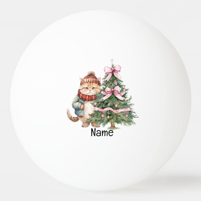 Julgran och Santa Cat for Player Pingisboll (Framsidan)