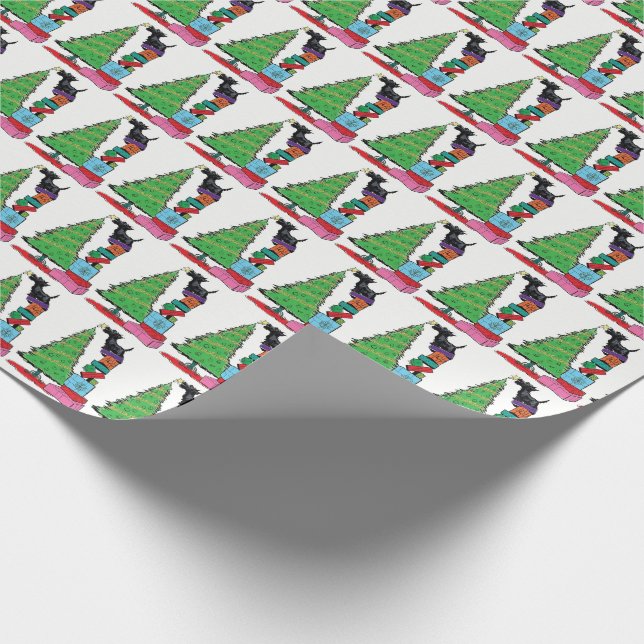 Julgran- och skottTerrier som slår in papper Presentpapper (Hörn)