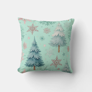 Julgran och snöflinga kastkudde kudde